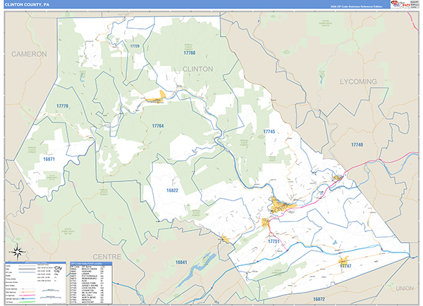 Clinton County, PA Zip Code Map