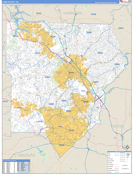 Cobb County, GA Zip Code Map