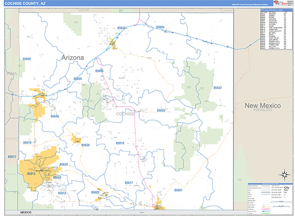 Cochise County, AZ Zip Code Map