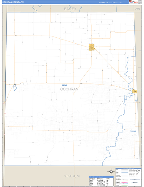 Cochran County, TX Wall Map Basic Style