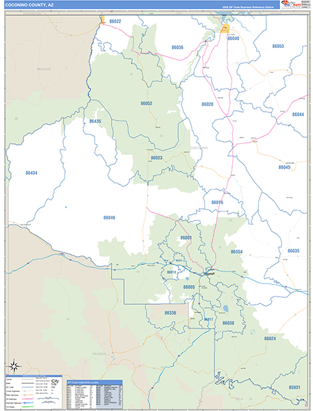 Coconino County, AZ Zip Code Map