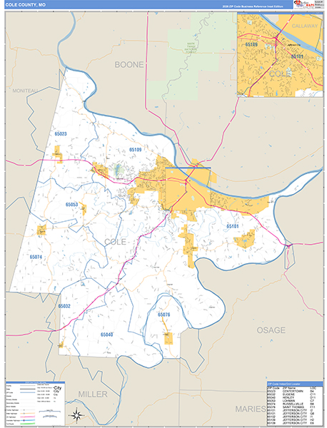 Cole County, MO Map Basic Style