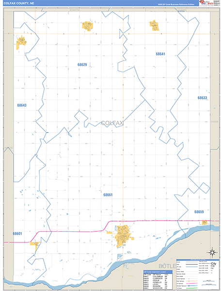 Colfax County, NE Map Basic Style