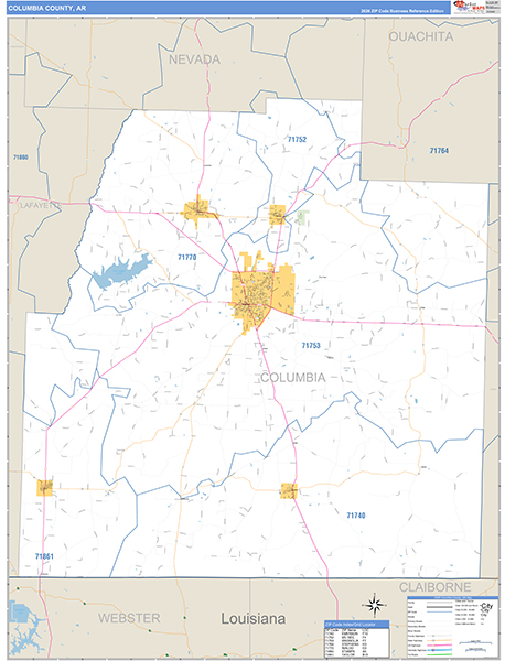 Columbia County, AR Zip Code Map