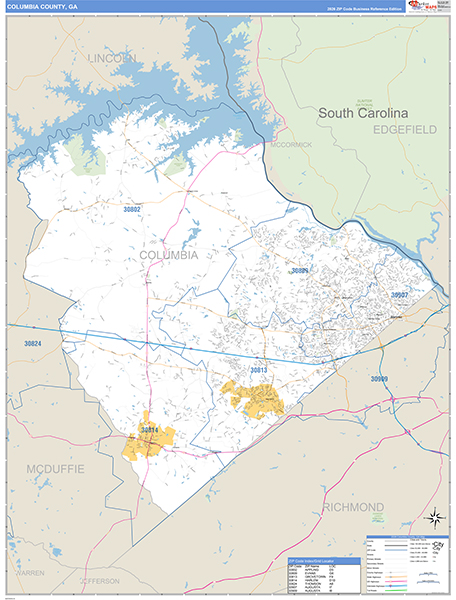 Columbia County, GA Zip Code Map