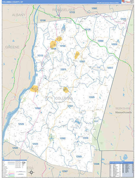 Columbia County, NY Zip Code Map