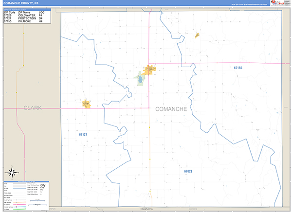 Comanche County, KS Zip Code Map