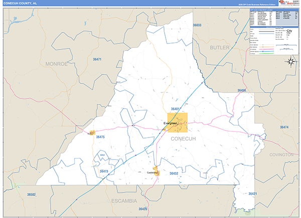 Conecuh County, AL Carrier Route Wall Map