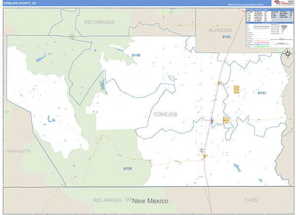 Conejos County, CO Map Basic Style