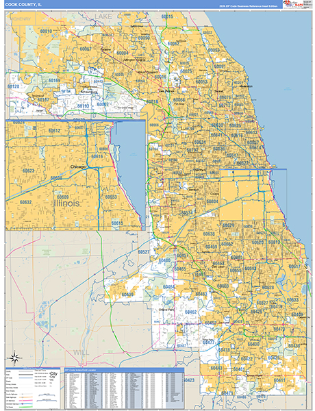 Cook County, IL Zip Code Map