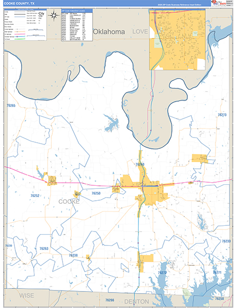 Cooke County, TX Zip Code Map