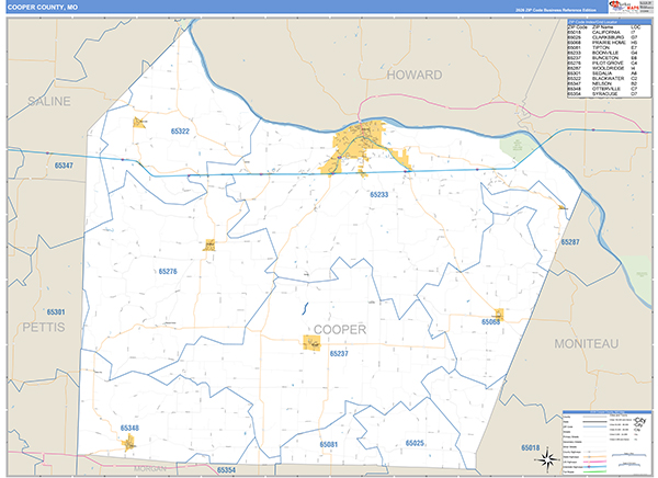 Cooper County, MO Zip Code Map