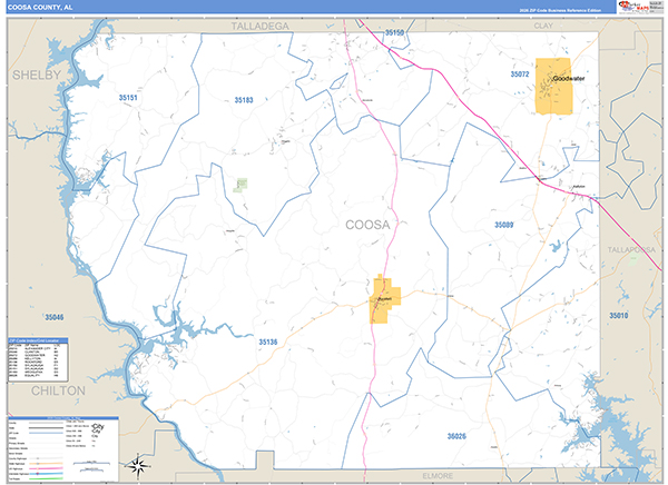 Coosa County, AL Zip Code Map