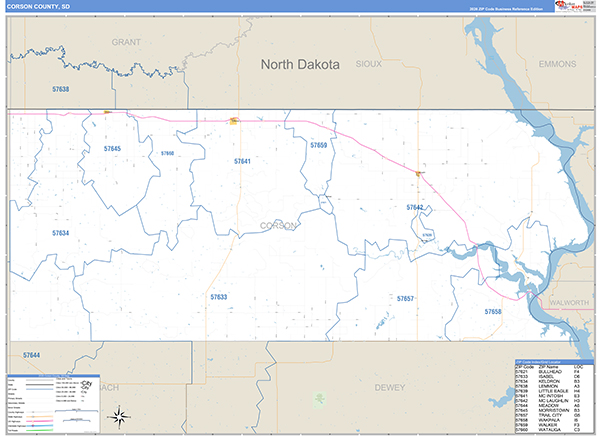 Corson County, SD Zip Code Map
