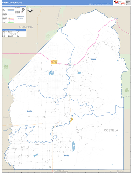 Costilla County, CO Zip Code Map