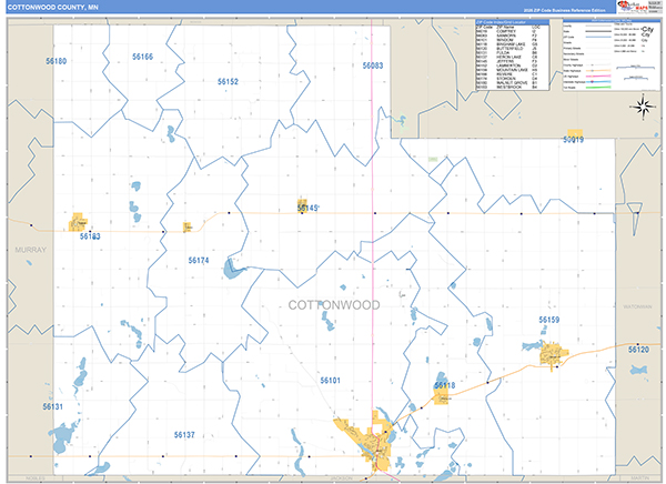 Cottonwood County, MN Zip Code Map