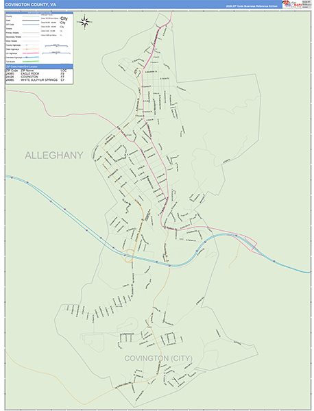 Covington County, VA Zip Code Map