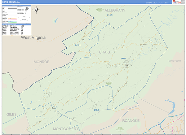 Craig County, VA Zip Code Map