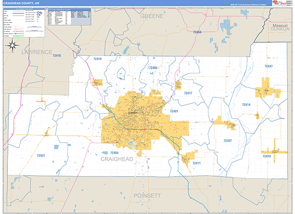Craighead County, AR Zip Code Map