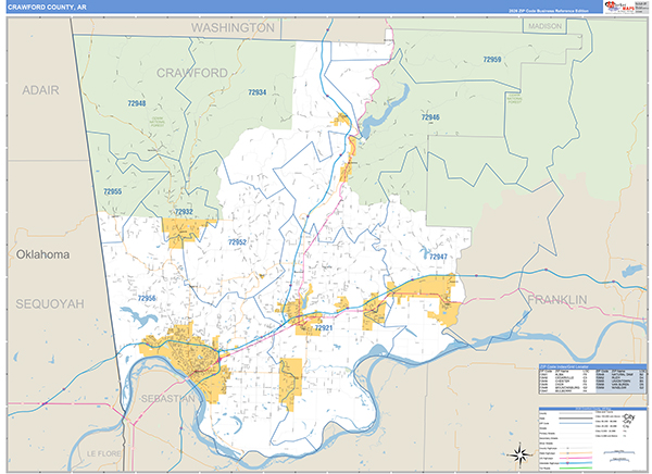 Crawford County, AR Carrier Route Wall Map
