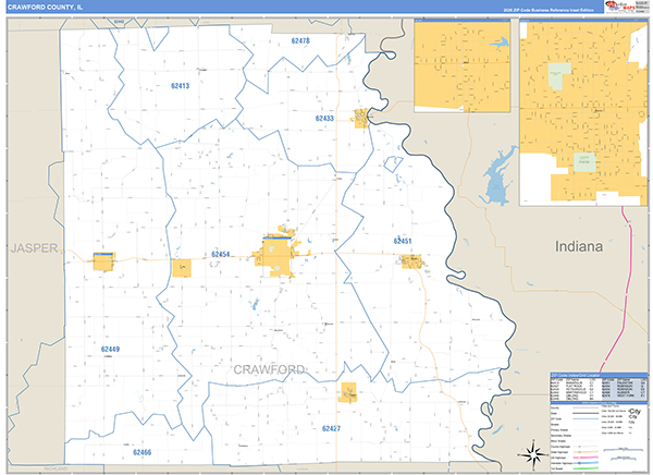 Crawford County, IL Wall Map Basic Style