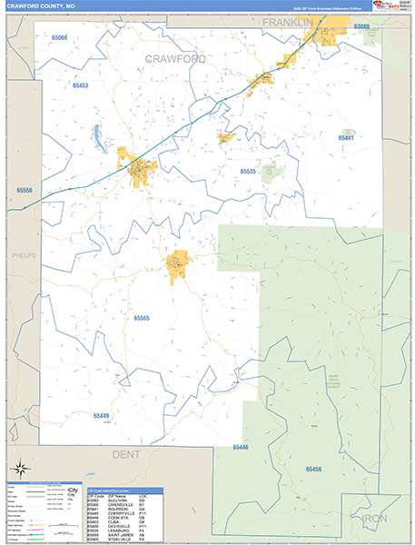 Crawford County, MO Zip Code Map