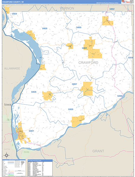 Crawford County, WI Zip Code Map