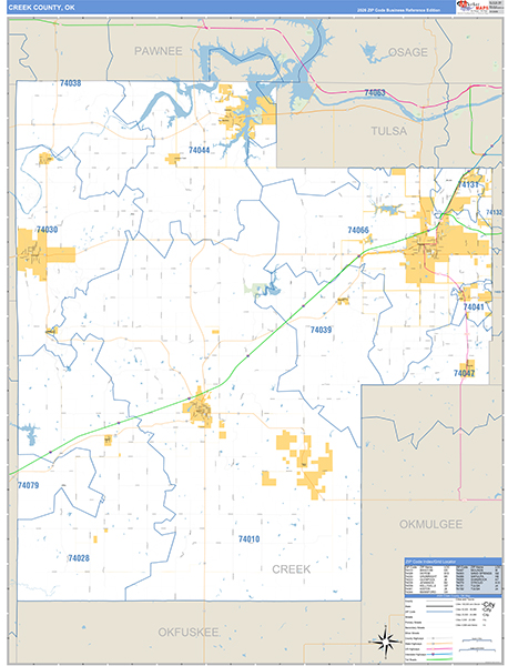 Creek County, OK Zip Code Map