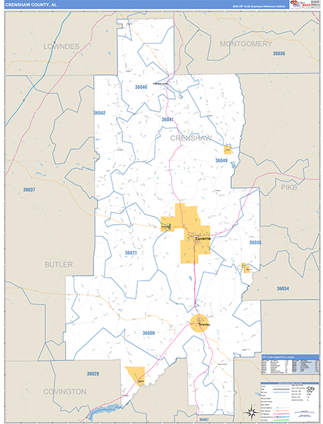 Crenshaw County, AL Zip Code Map