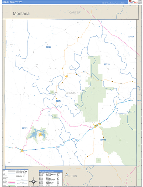 Crook County, WY Zip Code Map