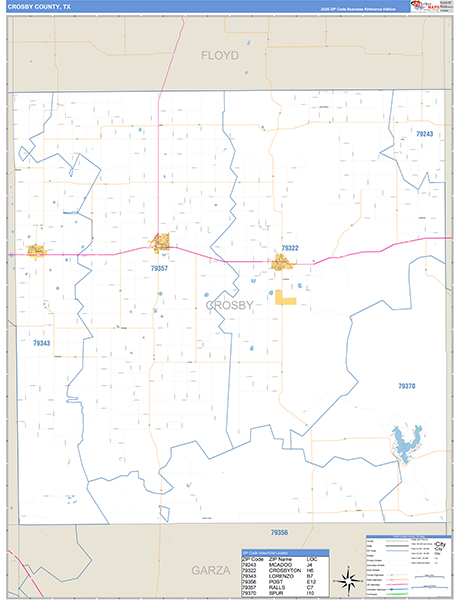 Crosby County, TX Zip Code Map