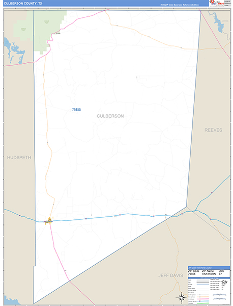 Culberson County, TX Wall Map Basic Style