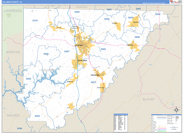 Cullman County, AL Carrier Route Wall Map