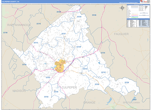 Culpeper County, VA Wall Map Basic Style