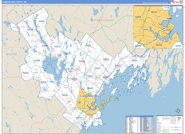 Cumberland County, ME Zip Code Map