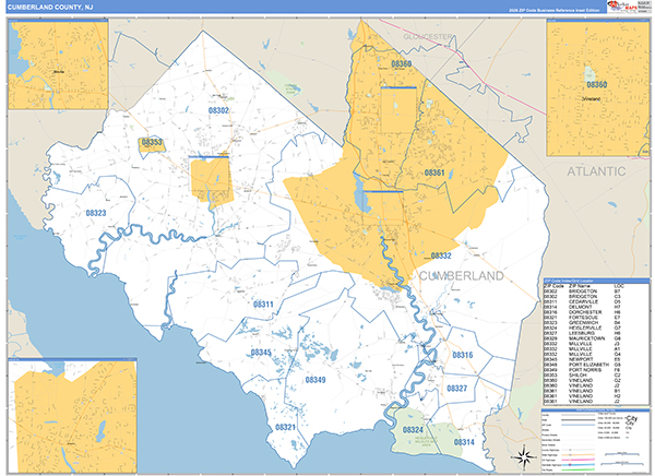Cumberland County, NJ Zip Code Map
