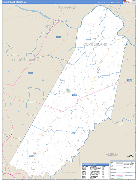 Cumberland County, VA Zip Code Map