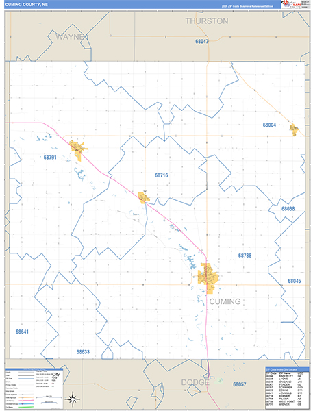 Cuming County, NE Zip Code Map