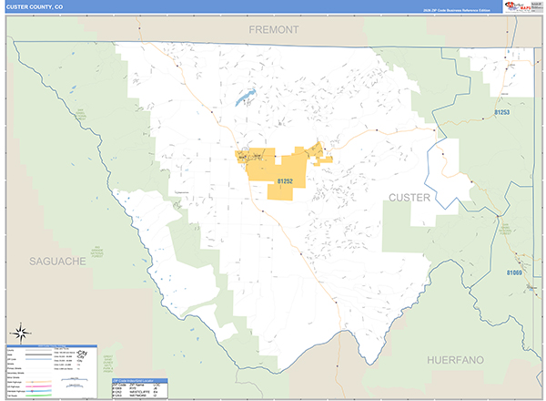 Custer County, CO Map Basic Style
