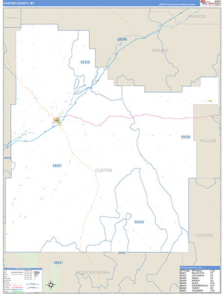 Custer County, MT Zip Code Map