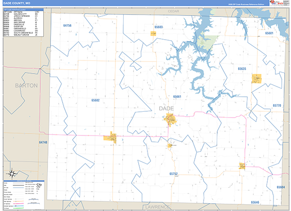 Dade County, MO Zip Code Map