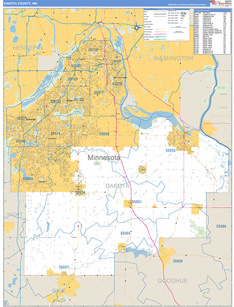Dakota County, MN Wall Map Basic Style