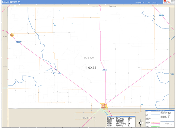 Dallam County, TX Zip Code Map