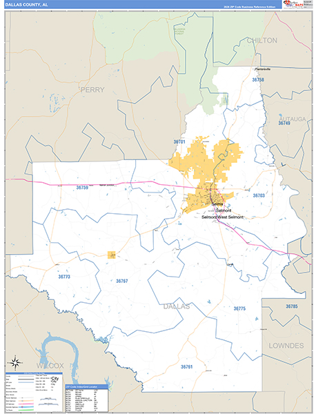 Dallas County, AL Zip Code Map