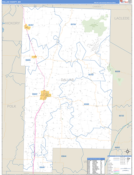 Dallas County, MO Zip Code Map