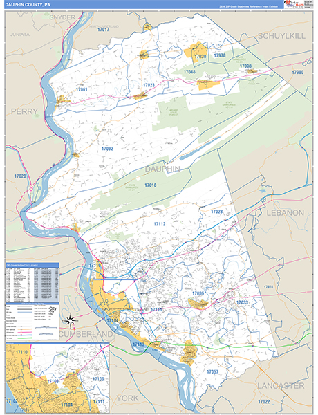 Dauphin County, PA Wall Map Basic Style