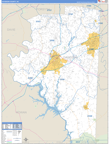 Davidson County, NC Zip Code Map