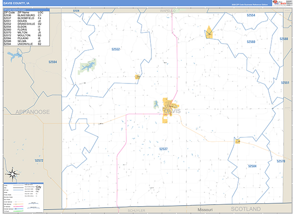 Davis County, IA Zip Code Map
