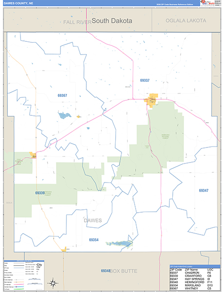 Dawes County, NE Zip Code Map