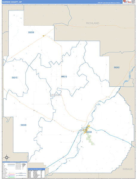 Dawson County, MT Zip Code Map